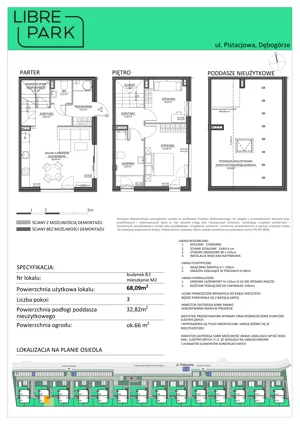 3 pokoje, mieszkanie 68,09 m², parter, oferta nr Mieszkanie B2.M2, Libre Park mieszkania etap I, Dębogórze, ul. Pistacjowa