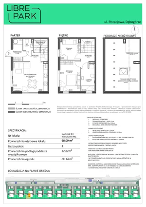 3 pokoje, mieszkanie 68,09 m², parter, oferta nr Mieszkanie B3.M1, Libre Park mieszkania etap I, Dębogórze, ul. Pistacjowa