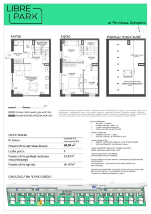 3 pokoje, mieszkanie 68,09 m², parter, oferta nr Mieszkanie B4.M1, Libre Park mieszkania etap I, Dębogórze, ul. Pistacjowa