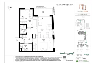 3 pokoje, apartament 59,04 m², piętro 1, oferta nr C.050, Towarowa Square, Warszawa, Wola, Czyste, ul. Towarowa