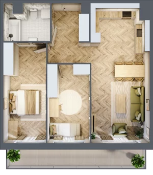3 pokoje, mieszkanie 70,55 m², piętro 11, oferta nr 11.K1.04, Langiewicza 37, Rzeszów, Śródmieście, ul. Langiewicza 37