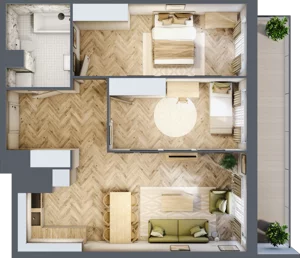 3 pokoje, mieszkanie 69,31 m², piętro 9, oferta nr 09.K2.06, Langiewicza 37, Rzeszów, Śródmieście, ul. Langiewicza 37
