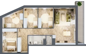 5 pokoi, mieszkanie 88,34 m², piętro 8, oferta nr 08.K2.01, Langiewicza 37, Rzeszów, Śródmieście, ul. Langiewicza 37