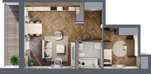 2 pokoje, mieszkanie 45,82 m², parter, oferta nr 1, Osiedle Bulwar, Bartąg, ul. Bartąska