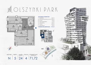 4 pokoje, apartament 72,31 m², piętro 5, oferta nr N24, Olszynki Park, Rzeszów, Śródmieście, ul. Szopena