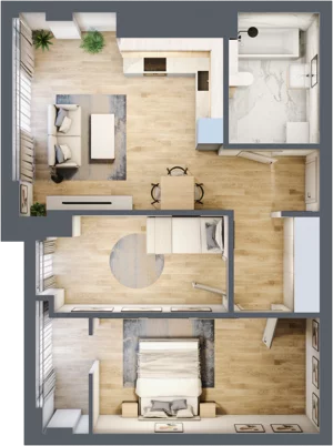 3 pokoje, mieszkanie 62,80 m², piętro 9, oferta nr N57, Olszynki Park, Rzeszów, Śródmieście, ul. Szopena