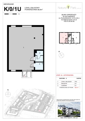 Lokal użytkowy 88,90 m², oferta nr K/0/1U, Natura Park - lokale usługowe, Łódź, Widzew, Dolina Łódki, ul. Listopadowa