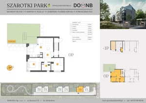 3 pokoje, mieszkanie 55,24 m², parter, oferta nr 1B-M1, Szarotki Park, Kraków, Prądnik Biały, Bronowice Wielkie, ul. Szarotki 27