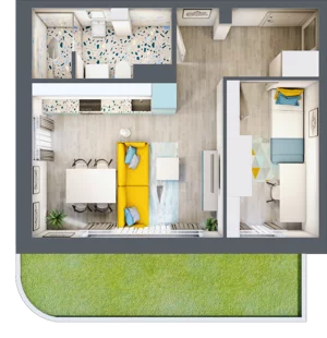 2 pokoje, mieszkanie 36,57 m², parter, oferta nr M2, Apartamenty Serene , Kielce, KSM, ul. Zagórska