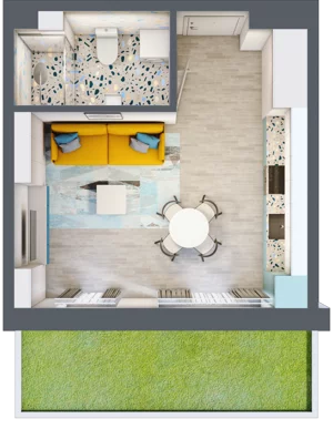 1 pokój, mieszkanie 29,07 m², parter, oferta nr M1, Apartamenty Serene , Kielce, KSM, ul. Zagórska