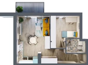 2 pokoje, mieszkanie 43,95 m², piętro 4, oferta nr M27, Apartamenty Serene , Kielce, KSM, ul. Zagórska