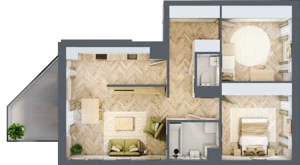 3 pokoje, mieszkanie 69,12 m², piętro 1, oferta nr M134, Nałęczowska - etap II, Lublin, Szerokie, ul. Nałęczowska 67