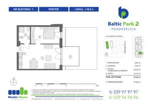 2 pokoje, apartament inwestycyjny 45,16 m², piętro 1, oferta nr 2-A1.7, Baltic Park 2, Pogorzelica, ul. Wojska Polskiego