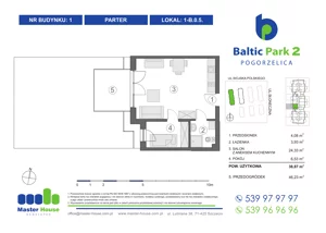 2 pokoje, apartament inwestycyjny 39,50 m², parter, oferta nr 1-B.0.5, Baltic Park 2, Pogorzelica, ul. Wojska Polskiego