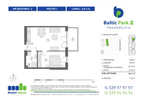 2 pokoje, apartament inwestycyjny 47,28 m², piętro 1, oferta nr 2-A1.8, Baltic Park 2, Pogorzelica, ul. Wojska Polskiego