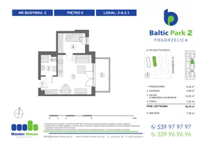 2 pokoje, apartament inwestycyjny 36,75 m², piętro 2, oferta nr 2-A.2.1, Baltic Park 2, Pogorzelica, ul. Wojska Polskiego