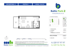 1 pokój, apartament inwestycyjny 28,02 m², piętro 2, oferta nr 2-A.2.5, Baltic Park 2, Pogorzelica, ul. Wojska Polskiego