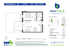2 pokoje, apartament inwestycyjny 45,16 m², piętro 1, oferta nr 2-A1.7, Baltic Park 2, Pogorzelica, ul. Wojska Polskiego