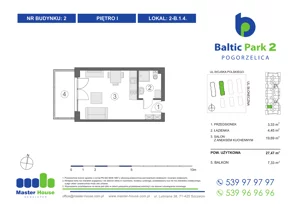 1 pokój, apartament inwestycyjny 27,99 m², piętro 1, oferta nr 2-B.1.4, Baltic Park 2, Pogorzelica, ul. Wojska Polskiego