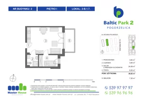 2 pokoje, apartament inwestycyjny 39,32 m², piętro 1, oferta nr 2-B.1.7, Baltic Park 2, Pogorzelica, ul. Wojska Polskiego