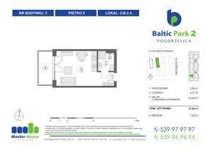 1 pokój, apartament inwestycyjny 28,02 m², piętro 2, oferta nr 2-B.2.4, Baltic Park 2, Pogorzelica, ul. Wojska Polskiego