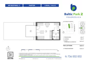1 pokój, apartament inwestycyjny 27,99 m², piętro 1, oferta nr 3-A.1.4, Baltic Park 2 - Etap III, Pogorzelica, ul. Wojska Polskiego