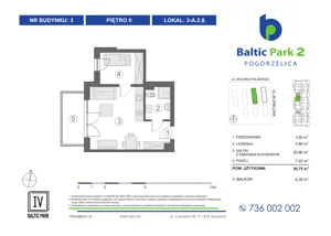 2 pokoje, apartament inwestycyjny 36,75 m², piętro 2, oferta nr 3-A.2.8, Baltic Park 2 - Etap III, Pogorzelica, ul. Wojska Polskiego