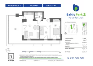 3 pokoje, apartament inwestycyjny 60,42 m², piętro 4, oferta nr 3-A.4.1, Baltic Park 2 - Etap III, Pogorzelica, ul. Wojska Polskiego