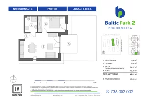 2 pokoje, apartament inwestycyjny 39,32 m², piętro 1, oferta nr 4-B.1.7, Baltic Park 2 - Etap III, Pogorzelica, ul. Wojska Polskiego