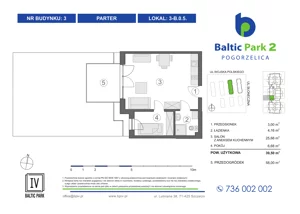 2 pokoje, apartament inwestycyjny 39,32 m², piętro 1, oferta nr 4-B.1.7, Baltic Park 2 - Etap III, Pogorzelica, ul. Wojska Polskiego