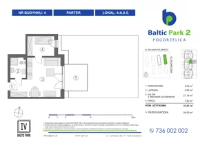 2 pokoje, apartament inwestycyjny 36,75 m², piętro 2, oferta nr 4-A.2.1, Baltic Park 2 - Etap III, Pogorzelica, ul. Wojska Polskiego