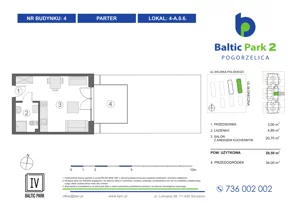 1 pokój, apartament inwestycyjny 27,99 m², piętro 1, oferta nr 4-A.1.5, Baltic Park 2 - Etap III, Pogorzelica, ul. Wojska Polskiego