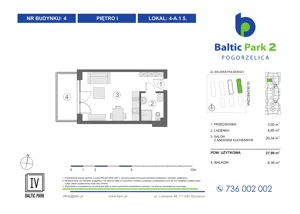 1 pokój, apartament inwestycyjny 27,99 m², piętro 1, oferta nr 4-A.1.5, Baltic Park 2 - Etap III, Pogorzelica, ul. Wojska Polskiego