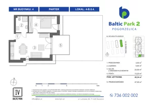 2 pokoje, apartament inwestycyjny 45,16 m², piętro 1, oferta nr 3-B.1.6, Baltic Park 2 - Etap III, Pogorzelica, ul. Wojska Polskiego