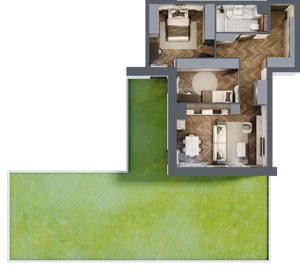 3 pokoje, apartament 66,67 m², parter, oferta nr 3, Kopalniana 1, Katowice, Bogucice, ul. Kopalniana 1
