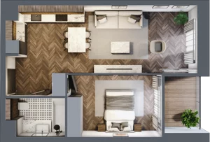 2 pokoje, apartament 44,28 m², piętro 1, oferta nr 9, Kopalniana 1, Katowice, Bogucice, ul. Kopalniana 1