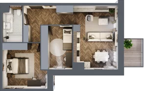 3 pokoje, apartament 60,81 m², piętro 6, oferta nr 53, Kopalniana 1, Katowice, Bogucice, ul. Kopalniana 1