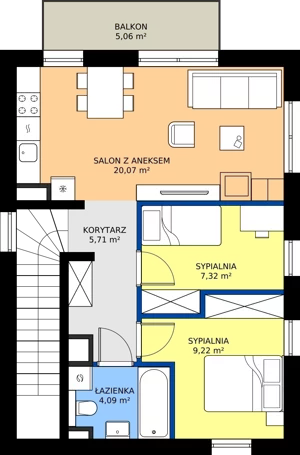 3 pokoje, mieszkanie 47,42 m², parter, oferta nr D4.2, Hej! Baniocha Zadanie D, Baniocha, wjazd od ul. Spokojnej