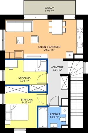 3 pokoje, mieszkanie 47,42 m², parter, oferta nr D1.2, Hej! Baniocha Zadanie D, Baniocha, wjazd od ul. Spokojnej