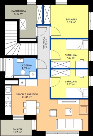 4 pokoje, mieszkanie 62,96 m², parter, oferta nr E2.2, Hej! Baniocha Zadanie E, Baniocha, wjazd od ul. Spokojnej