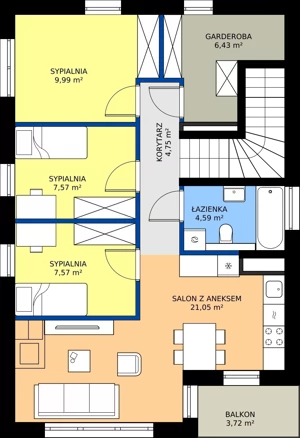 4 pokoje, mieszkanie 62,96 m², parter, oferta nr K2.2, Hej! Baniocha Zadanie K, Baniocha, wjazd od ul. Spokojnej