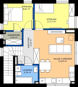 3 pokoje, mieszkanie 54,45 m², piętro 1, oferta nr H2.2, Nove Piaseczno 2 Zadanie H, Chylice-Pólko, ul. Trzeciakowskich