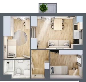 3 pokoje, mieszkanie 45,64 m², parter, oferta nr 1, Osiedle Lotnictwa Polskiego 12, Poznań, Ogrody, Ogrody, ul. Lotnictwa Polskiego 12