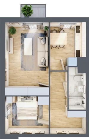 2 pokoje, mieszkanie 43,19 m², piętro 1, oferta nr 8, Osiedle Lotnictwa Polskiego 12, Poznań, Ogrody, Ogrody, ul. Lotnictwa Polskiego 12