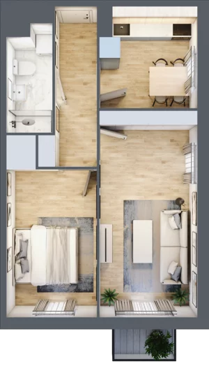 2 pokoje, mieszkanie 47,35 m², piętro 1, oferta nr 2, Osiedle Lotnictwa Polskiego 12, Poznań, Ogrody, Ogrody, ul. Lotnictwa Polskiego 12