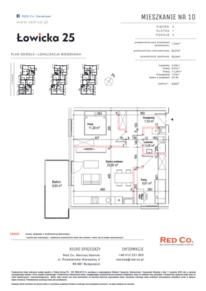 3 pokoje, mieszkanie 54,38 m², piętro 2, oferta nr 10, Łowicka 25, Bydgoszcz, Brdyujście, ul. Łowicka 25