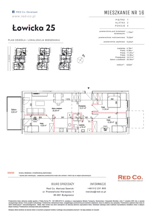 4 pokoje, mieszkanie 71,87 m², piętro 1, oferta nr 16, Łowicka 25, Bydgoszcz, Brdyujście, ul. Łowicka 25