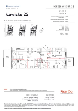 4 pokoje, mieszkanie 72,57 m², piętro 2, oferta nr 19, Łowicka 25, Bydgoszcz, Brdyujście, ul. Łowicka 25