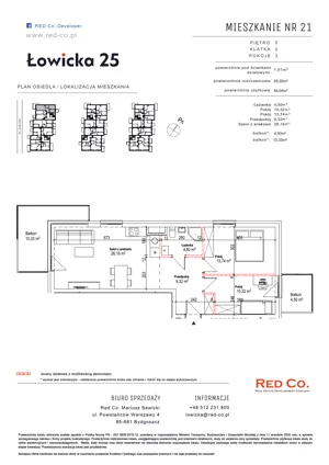 3 pokoje, mieszkanie 62,74 m², piętro 2, oferta nr 21, Łowicka 25, Bydgoszcz, Brdyujście, ul. Łowicka 25