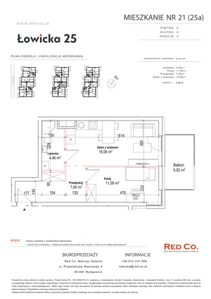 2 pokoje, mieszkanie 41,41 m², piętro 2, oferta nr 21A, Łowicka 25, Bydgoszcz, Brdyujście, ul. Łowicka 25